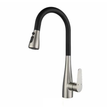 KF-F-009 Stainless Steel Brushed Matte Black Pull Out Sprayer Kitchen Faucet for Kitchen Sink