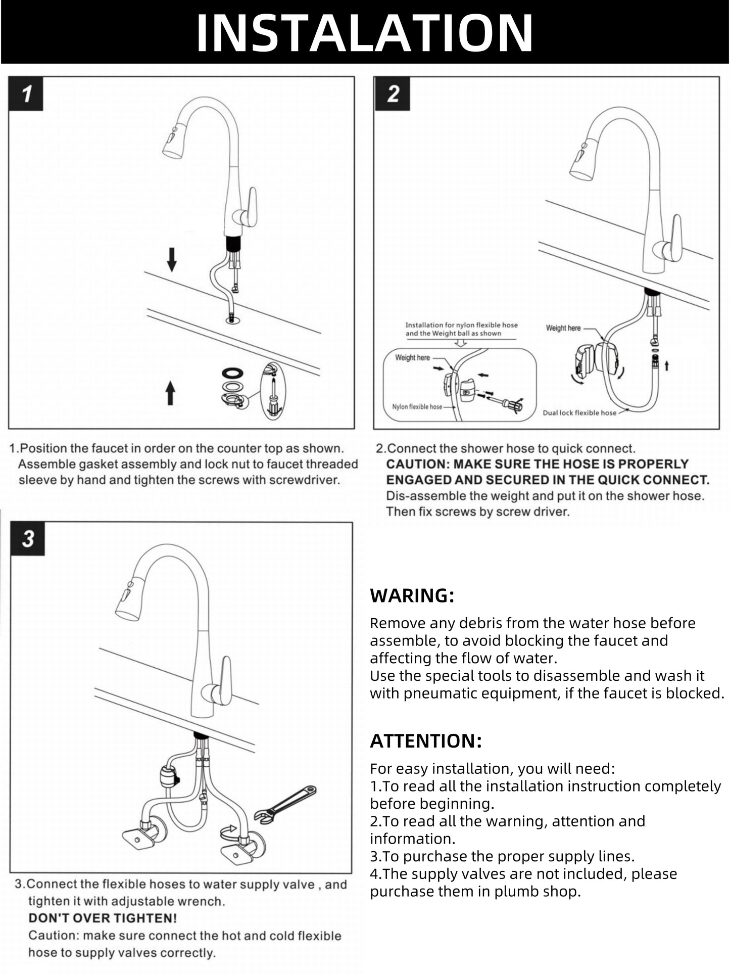 Kitchen Faucets, Brushed Gun Grey Kitchen Faucet with Pull Down Sprayer, 360 Swivel Waterfall Kitchen Faucet, Single Handle Stainless Steel Kitchen Faucets for Sink