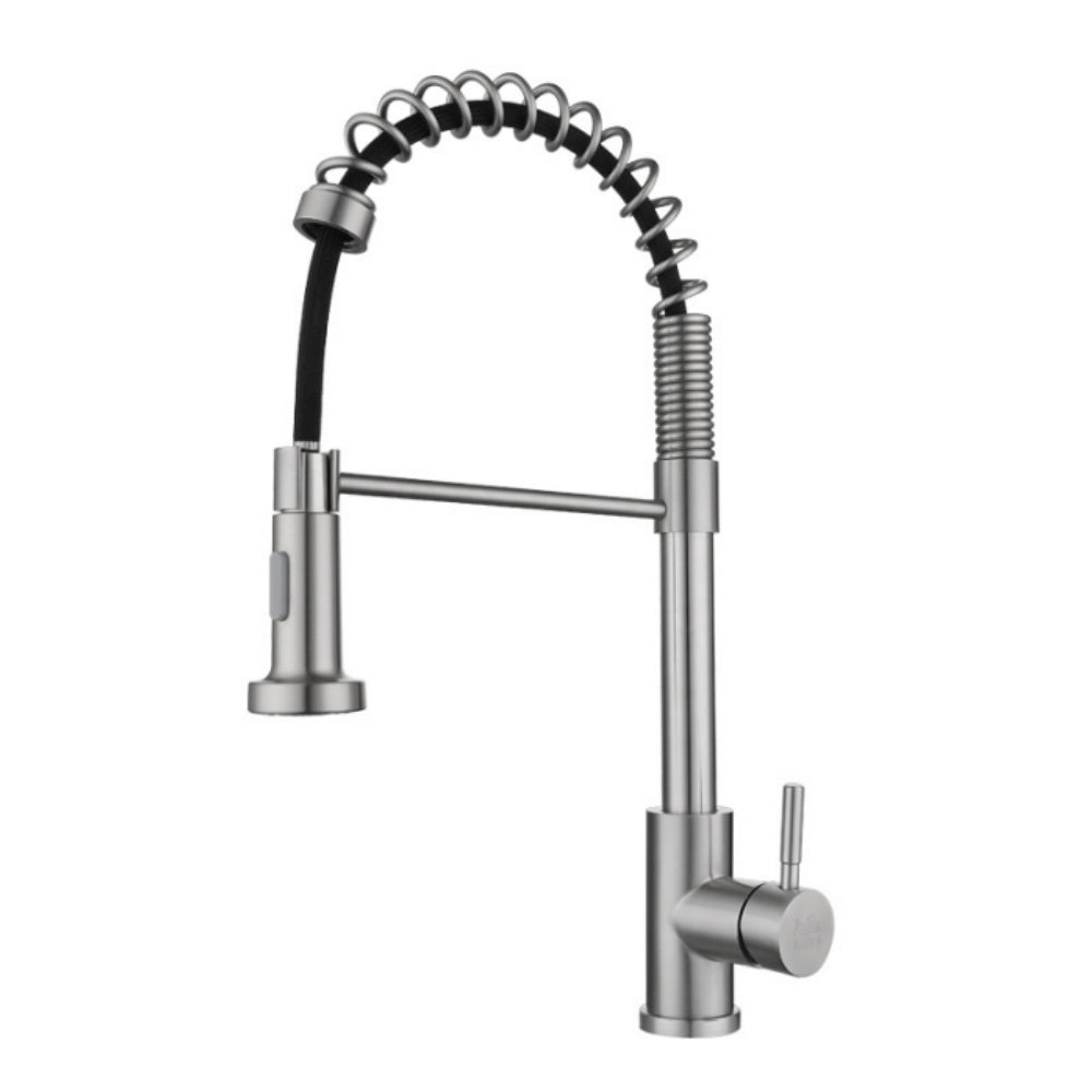 KF-F-007 Stainless Steel Brushed Matte Black Spring Pull Out Sprayer Kitchen Faucet for Kitchen Sink